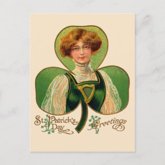 Postal Vintage de San Patricio Chica Irlandesa