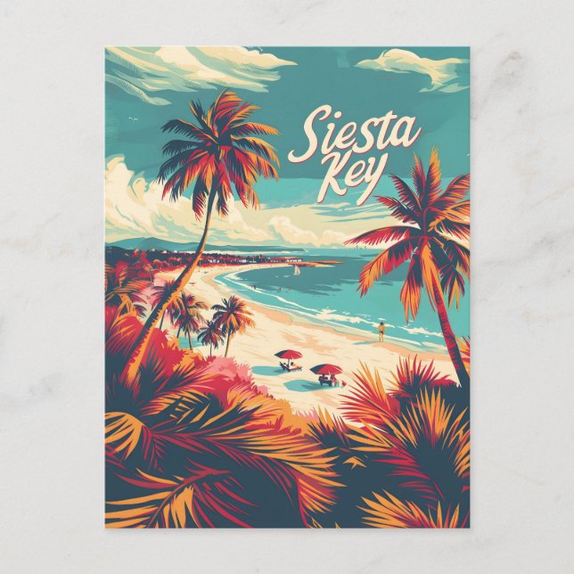 Postal Vintage de Siesta Key Beach (Anverso)