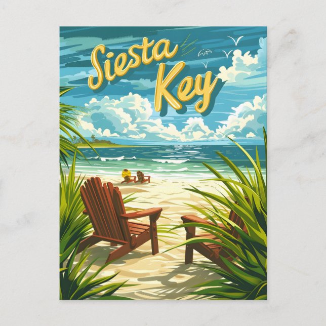 Postal Vintage de Siesta Key Florida (Anverso)