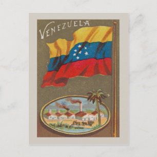 Postal Vintage de Venezuela con bandera