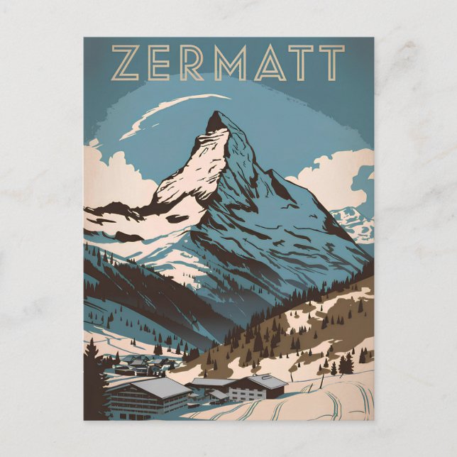 Postal Vintage de Zermatt (Anverso)