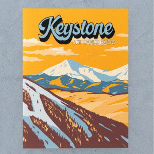 Postal Vintage del área de esquiar Keystone Colorado