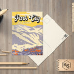 Postal Vintage del área de invierno de Park City Utah<br><div class="desc">Diseño artístico del Park City Winter que muestra el paisaje invernal.</div>
