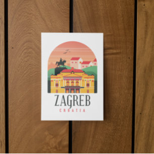 Postal Vintage del paisaje urbano de Zagreb Croacia