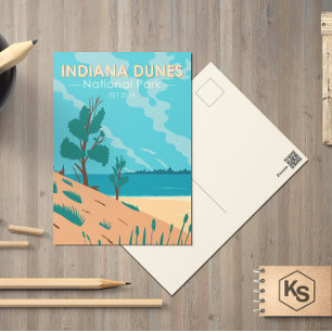 Postal Vintage del parque nacional Indiana Dunes