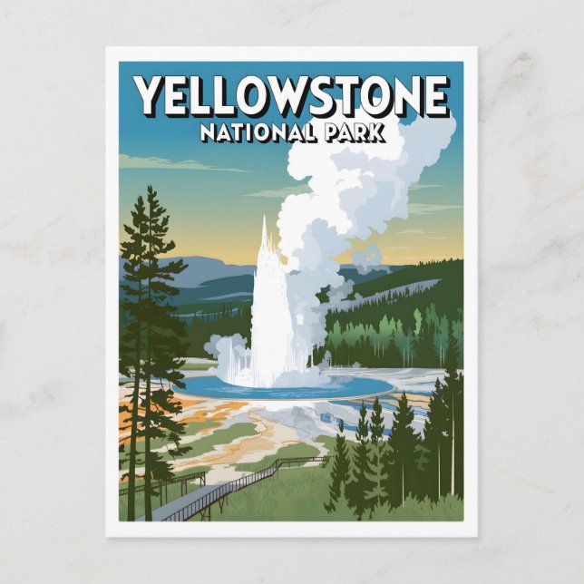 Postal Vintage del Parque Nacional Yellowstone (Anverso)