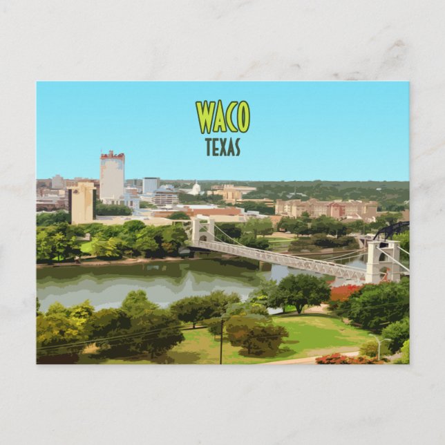 Postal Vintage del Waco Texas Brazos River Downtown (Anverso)