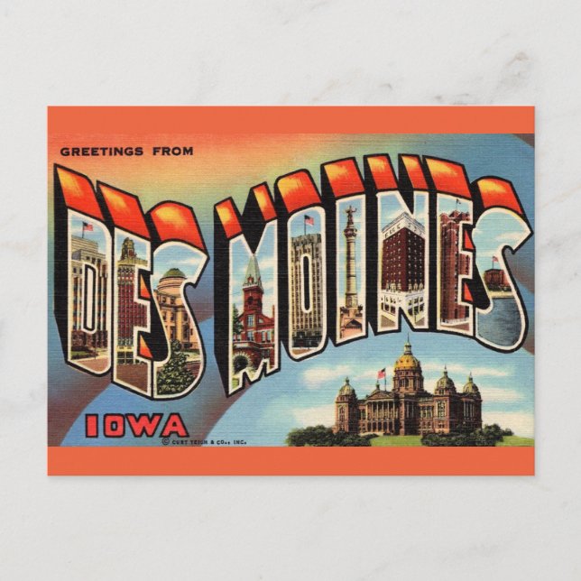 Postal Vintage Des Moines Iowa Postcard (Anverso)