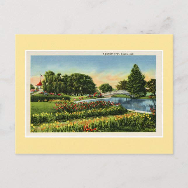 Postal Vintage Detroit Belle Isle (Anverso)