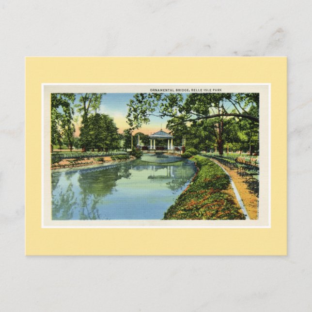 Postal Vintage Detroit Belle Isle park (Anverso)