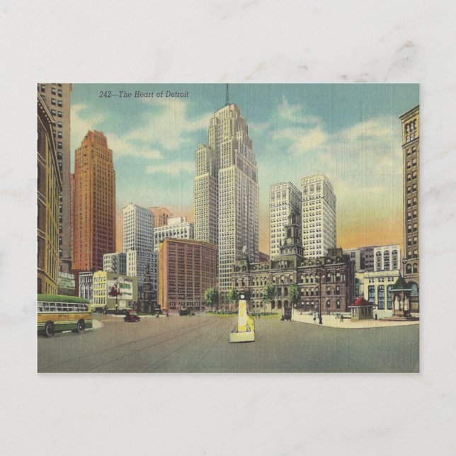 Postal Vintage Detroit Michigan (Anverso)