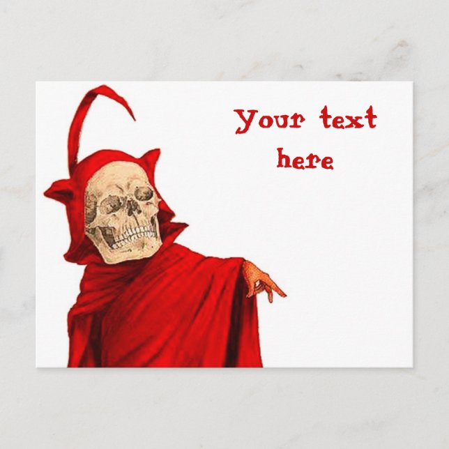 Postal Vintage Devil Skeleton Skull Halloween Fallece (Anverso)