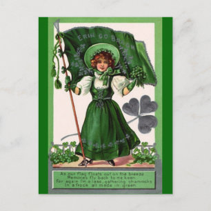 Postal Vintage - Día de St Patricks - Mujer y Shamrock