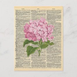 Postal Vintage Dictionary Art Flores de Lácea rosa suave