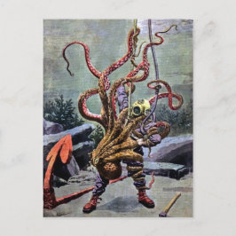 Postal Vintage Diver Octopus