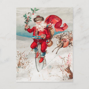 Postal Vintage divertido Santa Claus Navidad