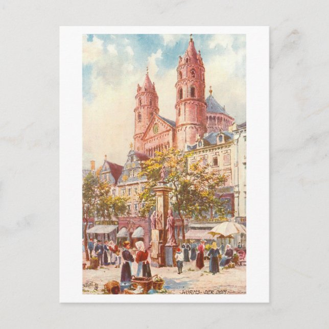 Postal Vintage Dom/Cathedral Worms Alemania (Anverso)