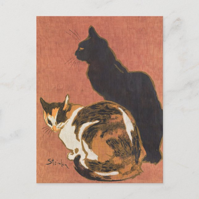 Postal Vintage Dos Gatos Pintando Steinlen (Anverso)