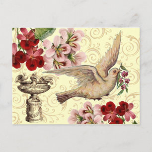 Postal Vintage Dove & Birdbath