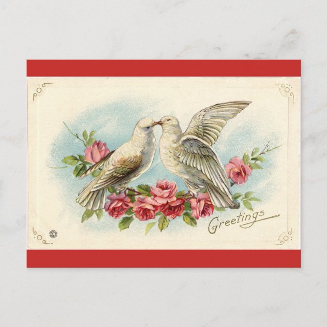 Postal Vintage Doves Valentine (Anverso)