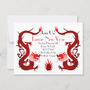 Postal Vintage Dragon Holiday Rojo y Negro