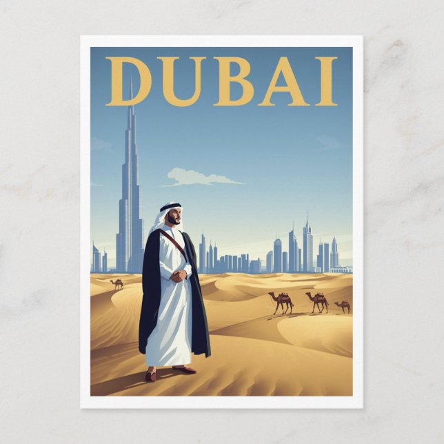 Postal Vintage Dubai Skyline Desert Travel (Anverso)