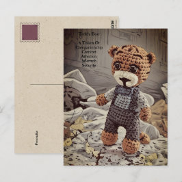 Postal Vintage Dungarees Teddy Bear Simbolismo Cita Cuta