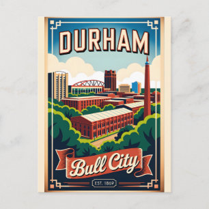 Postal Vintage Durham Carolina del Norte Bull City Retro