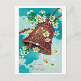 Postal Vintage Easter Bell and Cherry Blossoms