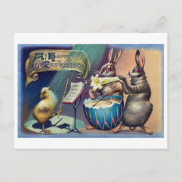 Postal Vintage Easter Bunny and Chick