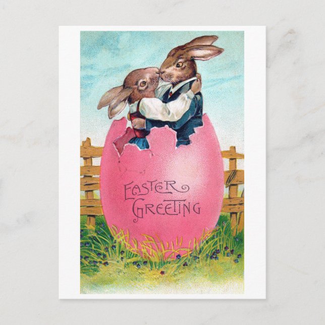 Postal Vintage Easter Bunny Aovers (Anverso)