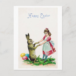 Postal Vintage Easter Bunny con Chica