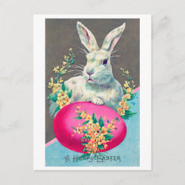 Postal Vintage Easter Bunny Egg Flower