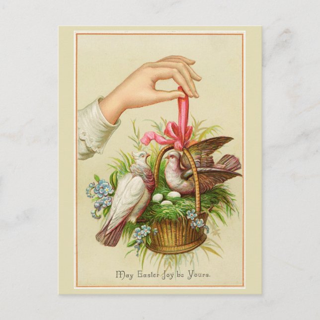 Postal Vintage Easter Card Two Dove (Anverso)