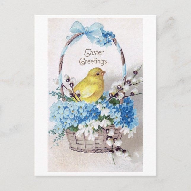 Postal Vintage Easter Chick Bouquet (Anverso)