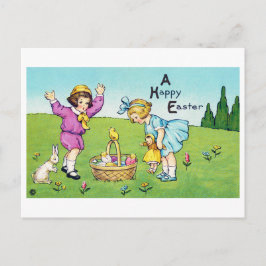Postal Vintage Easter Child Bunny Chick