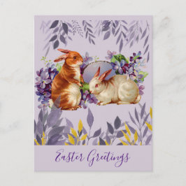 Postal Vintage Easter Greetings Bunny Rabbit
