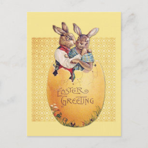 Postal Vintage Easter Greetings Bunny Rabbit Postcard