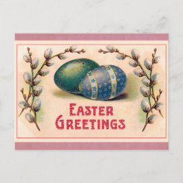 Postal Vintage Easter Greetings Egg Pink