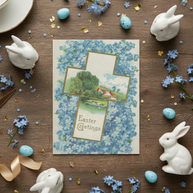 Postal Vintage Easter Greing Cross (Subido por el creador)