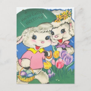 Postal Vintage Easter Lambs