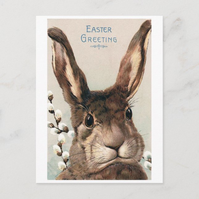 Postal Vintage Easter Pouty Face Bunny (Anverso)
