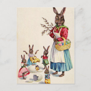 Postal Vintage Easter Rabbits