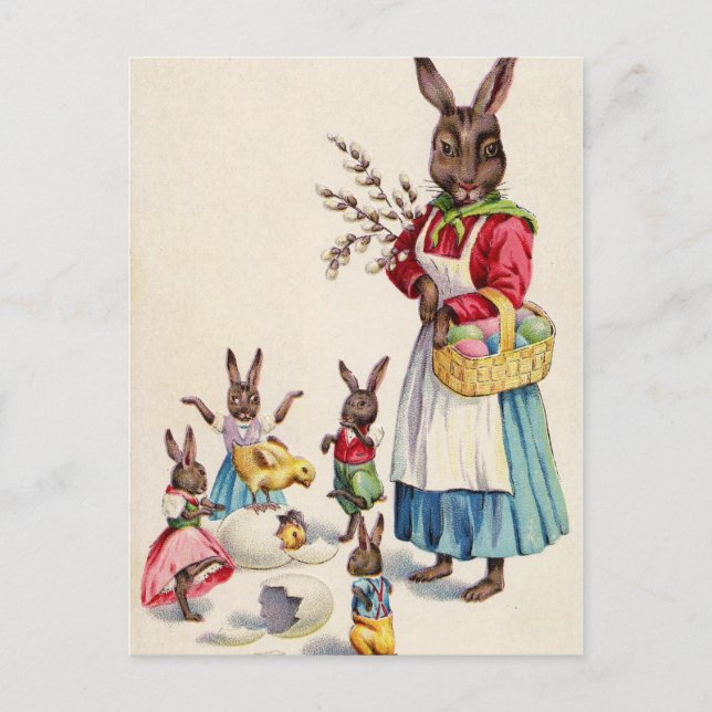 Postal Vintage Easter Rabbits (Anverso)