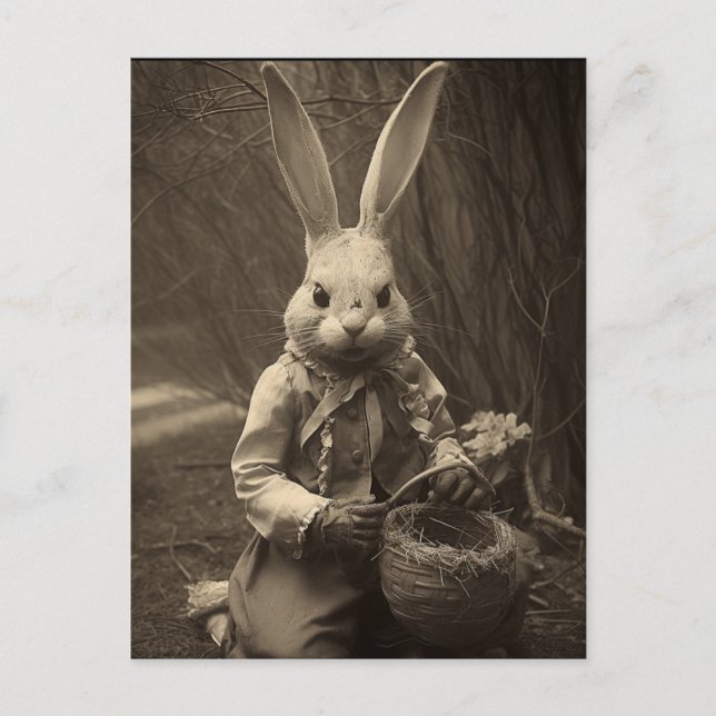 Postal Vintage Easter Scary Bunny (Anverso)