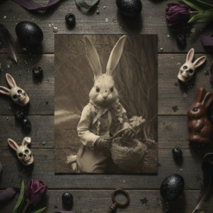 Postal Vintage Easter Scary Bunny
