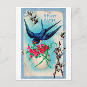 Postal Vintage Easter Swarrow Egos Flower