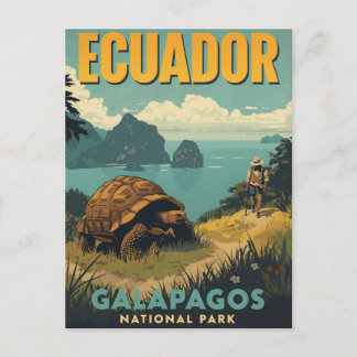 Postal Vintage Ecuador Galapagos Travel
