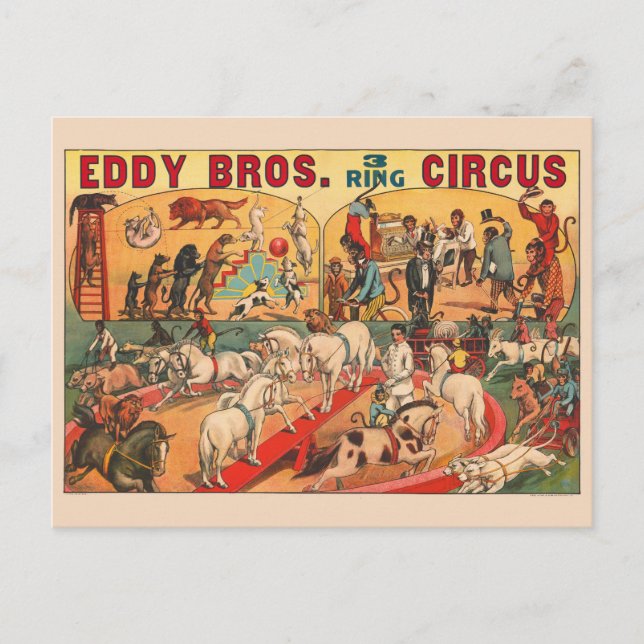 Postal Vintage Eddy Brothers Circus Poster (Anverso)