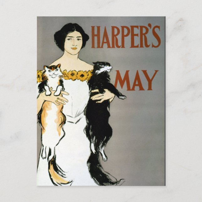 Postal Vintage Edward Penfield CAT LADY (Anverso)